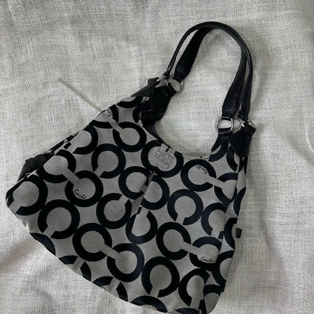 Coach Monogram Black and Gray Shoulder Bag
